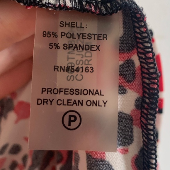 Calvin Klein Red Printed Cinched Side Blouse Tank size Small EUC - Picture 5 of 6